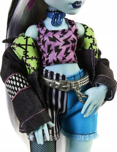 Kukull Monster High Frankie Stein, me qen lodër, shumëngjyrëshe