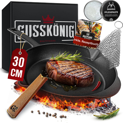 Tigan grilli Gusskönig GK-46, gize i emaluar, 30 cm, i zi