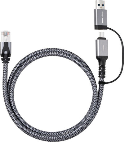 Кабел адаптер Microconnect CAT6 FTP, USB A во USB C, 1m, црн
