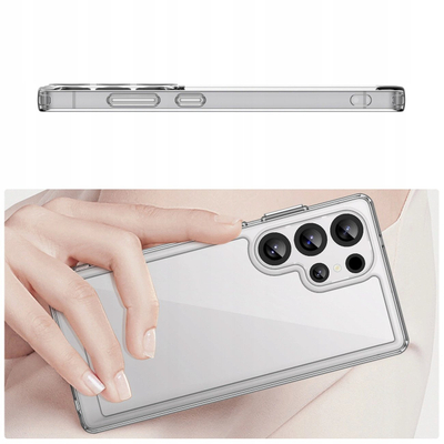 Силиконска маска Outer Space за Samsung Galaxy S25 Ultra, проѕирна, со жолта рамка
