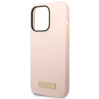 Mbulesë telefoni Guess për iPhone 14 Pro 6.1", njëngjyrëshe, rozë e hapur