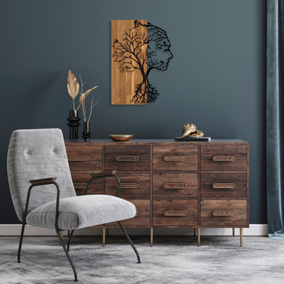 Dekor muri HM4754, metal dhe dru, 43x58 cm, i zi