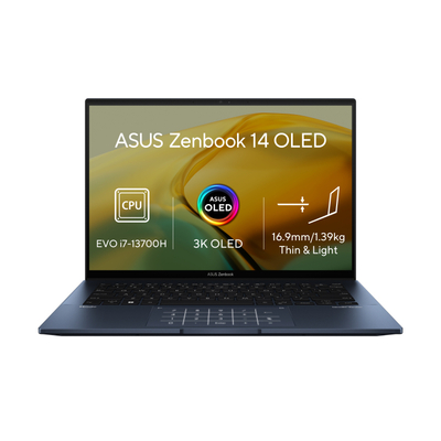 Laptop ASUS Zenbook 14 OLED UX3402VA, 14\", FHD+, Intel i7-13700H, 16GB RAM, 1TB SSD, Intel Iris Xe Graphics, blu