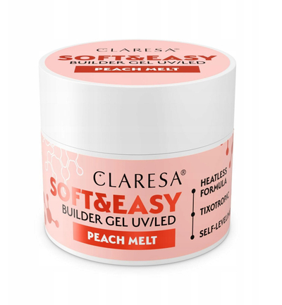 Xhel ndërtues për thonj Claresa Soft&Easy Peach Melt, UV/LED, 45g, ngjyrë pjeshke