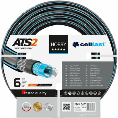 Zorrë kopshti Cellfast Hobby ATS2, 1", 10m, 6 shtresa, e zezë