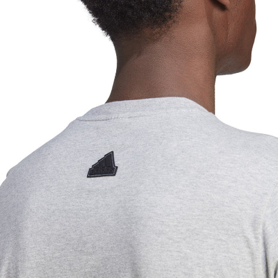 Маица adidas FI MET Tee M II3467, памук, големо лого, светло сива