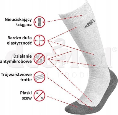 Здравствени чорапи Medic Deo Long, големина 44-46, антибактериски, сиви