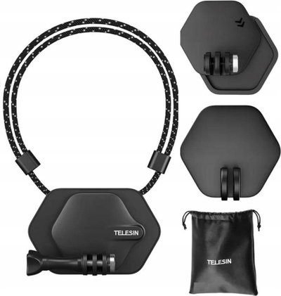Set aksesorësh Telesin TE-MMK-001, 4 në 1, mbajtëse magnetike qafe, montim i shpejtë për GoPro SJCAM Xiaomi DJI, i zi