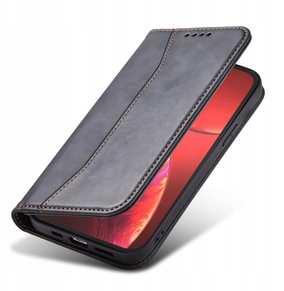 Këllëf me kapak Hurtel Magnetic Fancy për iPhone 14 Pro, me portofol, me qëndrim, i zi