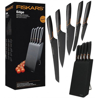 Set thika Fiskars 1003099, 5 copë, zezë/ portokalli
