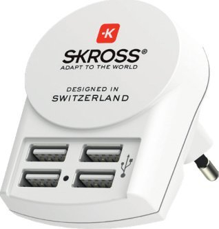 Adaptër udhëtimi Skross PRO+, universal, 4x USB, i bardhë