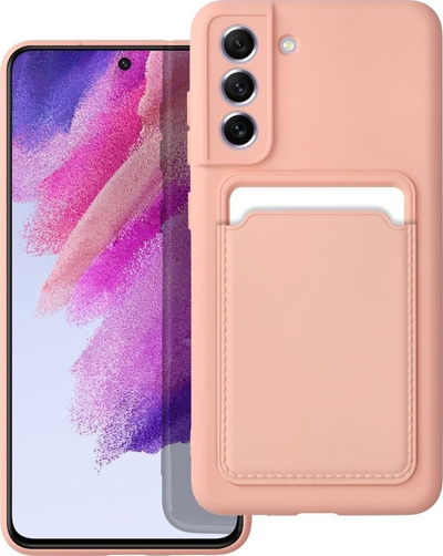 Kallep silikoni Forcell për Samsung S21 FE, me xhep karte mbrapa, rozë