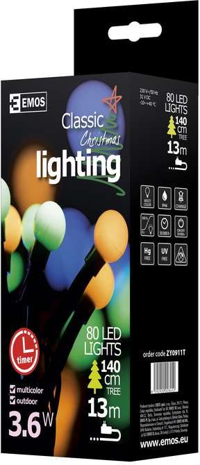 Dritë dekorative Krishtlindjesh Emos Cherry, 80 LED, 13 m, shumëngjyrëshe