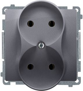 Prizë dyshe Kontakt-Simon Basic BMG2Mz.01/43, 16A 250V, pa tokëzim, argjend mat