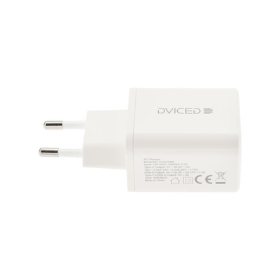 Dviced Wall Charger 35W GaN 1 USB-A, 1 USB-C EU, White