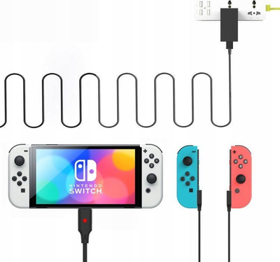 Kabllo karikuse JYS për Nintendo Switch, USB në USB-C + 2xJoy-Coni, e zezë