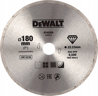 Disk prerës diamanti DeWALT Eco4 DT40206, 180mm, 22.23mm, argjendtë