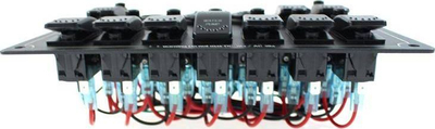 Panel elektrik universal MTuning_F, 13 elemente, me voltmetër, porta USB 3.1A, i zi