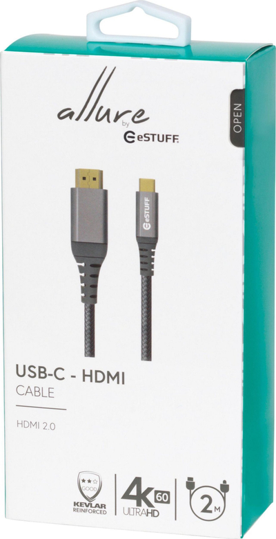 Kabllo ESTUFF ES607102 USB C në HDMI, 2m, 4K, gri