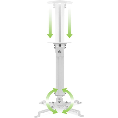 Mbajtës tavani për projektor Techly 309654, i rregullueshëm 38-58 cm, kapacitet 13.5 kg, argjendtë