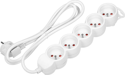 Zgjatues elektrik me 5 vrima, 3m, 10A, i bardhë