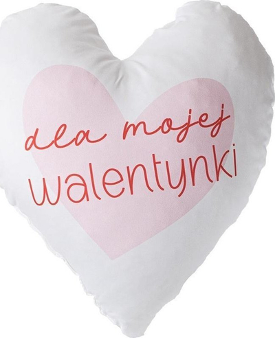Jastëk dekorativ Pillow For My Valentine, formë zemre, i bardhë rozë