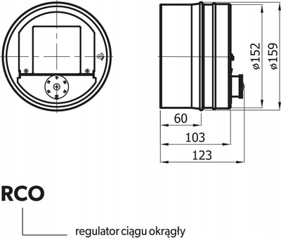 Regullator tërheqjeje oxhaku Darco RCQ, i rrumbullakët, 150 mm, inox