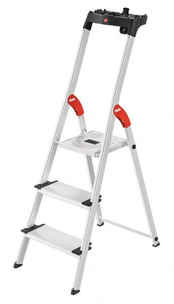 Shkallë shtëpiake Hailo L80 ComfortLine, 3 shkallë, alumin, argjendtë