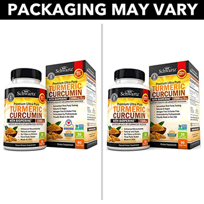 Suplement BioSchwartz me shafran Indie (Turmeric Curcumin), 1500mg, me BioPerine, 90 kapsula
