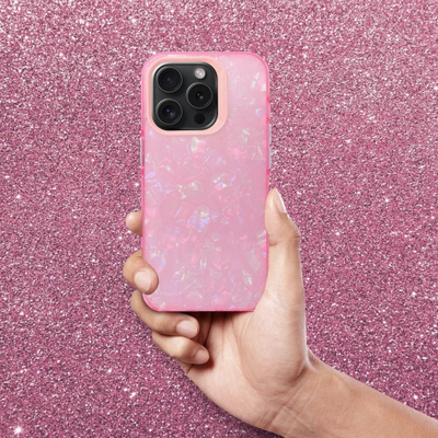 Futrollë telefoni Tutti Frutti Case për iPhone 7 8 SE, efekt perlamor, rozë