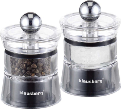 Set mullinjë për kripë dhe piper Klausberg, 2 copë, transparent
