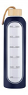Shishe qelqi KiCA Hydro Glass 1000 ml, me silikoni, kapak inoksi, blu navy