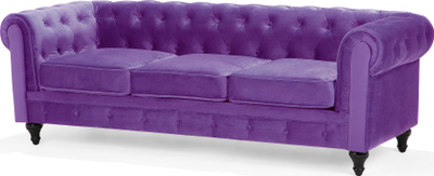 Set dhome ndenjeje Chesterfield, divan 3 vendesh, fotelje, kadife, vjollcë