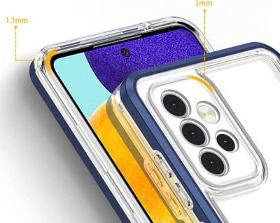Mbulesë telefoni Clear 3n1 për Samsung Galaxy A33 5G, transparente, me kornizë blu