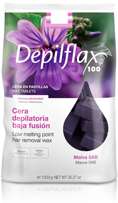 Dyll depilues Depilflax 100 Malva 5AB, 1kg, temperaturë e ulët shkrirjeje, vjollcë