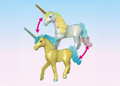 Lodër PLAYMOBIL Magic Unicorns 71842 Sunshine Blossom, set zanë dhe njëbrirësh, aksesorë të këmbyeshëm, shumëngjyrëshe