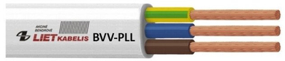 Kabllo elektrike Lietkabelis BVV-P, 3 x 1.5 mm², 10 m, e bardhë