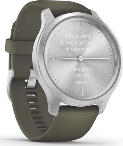 Orë smartwatch Garmin Vivomove Style, ekran AMOLED, GPS, argjendtë me rrip jeshil
