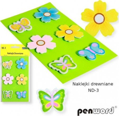 Ngjitëse druri Penword ND-3, 6 copë, flutura edhe lule, shumëngjyrëshe