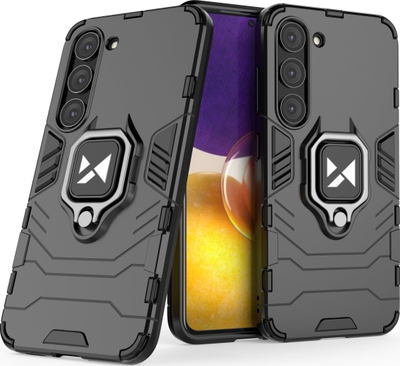Kapak telefoni Wozinsky Ring Armor për Samsung Galaxy S23, me unazë magnetike, i zi