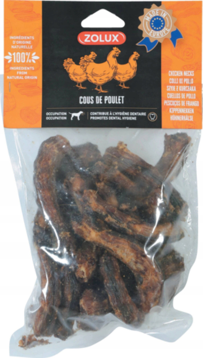 Shpërblim për qen Zolux Natural Chicken Neck, qafa pule, 500 g