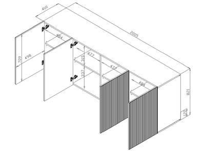Komodë Cama Convenience PAFOS, 200x42x82 cm, front me vija, e bardhë mat