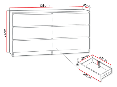 Komodë Osko 140 OK6 (138 x 77 x 40)