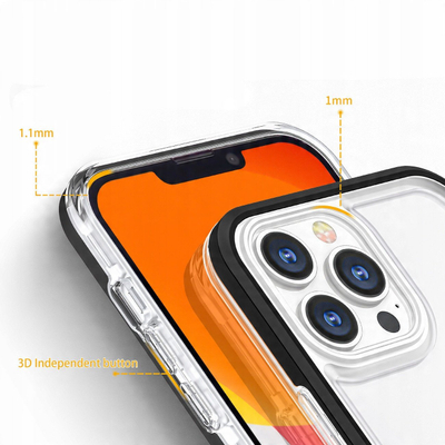 Këllëf telefoni Hurtel Clear 3n1 për iPhone 14 Plus, silikon i tejdukshëm, me kornizë të zezë