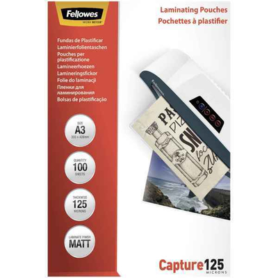 Fletë plastifikimi Fellowes Capture125, A3, 125 mikron, mat, transparente, 100 copë