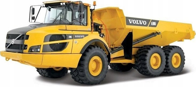 Loje me kamion Bburago Volvo R100E, diecast, shkallë 1:60, i verdhë
