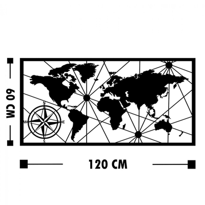 Dekor metal hartë bote HM7335, zezë