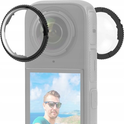 Kapak mbrojtës lente për kamera 360, set 2 copë, kupolë transparente, i zi