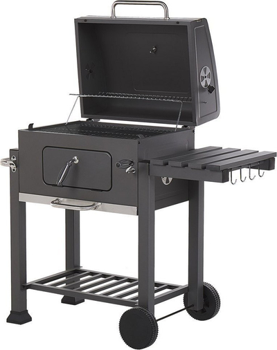 Grill me qymyr Beliani Pavlof, metal, me kapak me termometër, gri