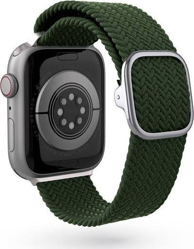 Rrip ore Epico Watch Strap Braided, për Apple Watch 38/40/41 mm, tekstil elastik, jeshile ulliri